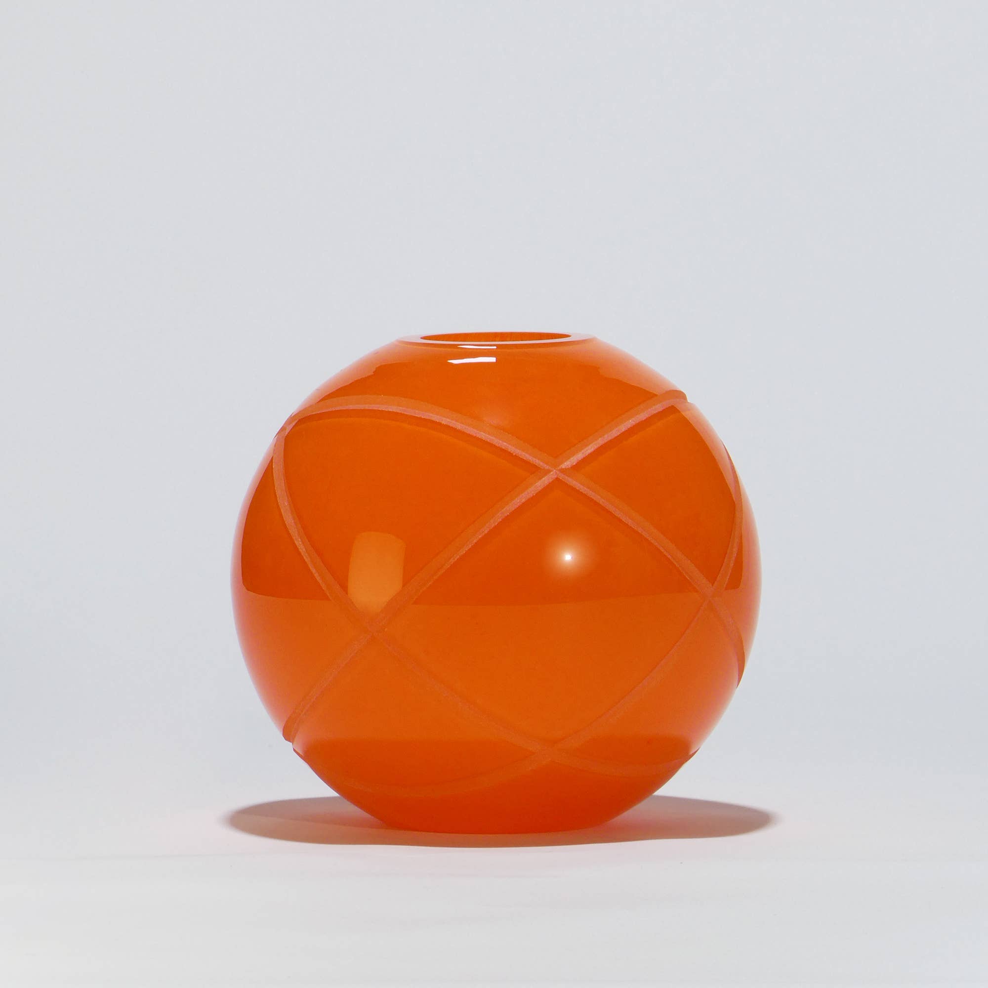 Glasscor | Hand∙Blown Glass - Wholesale Decorative Tabletop Object - Armillary Sphere Jar | Orange