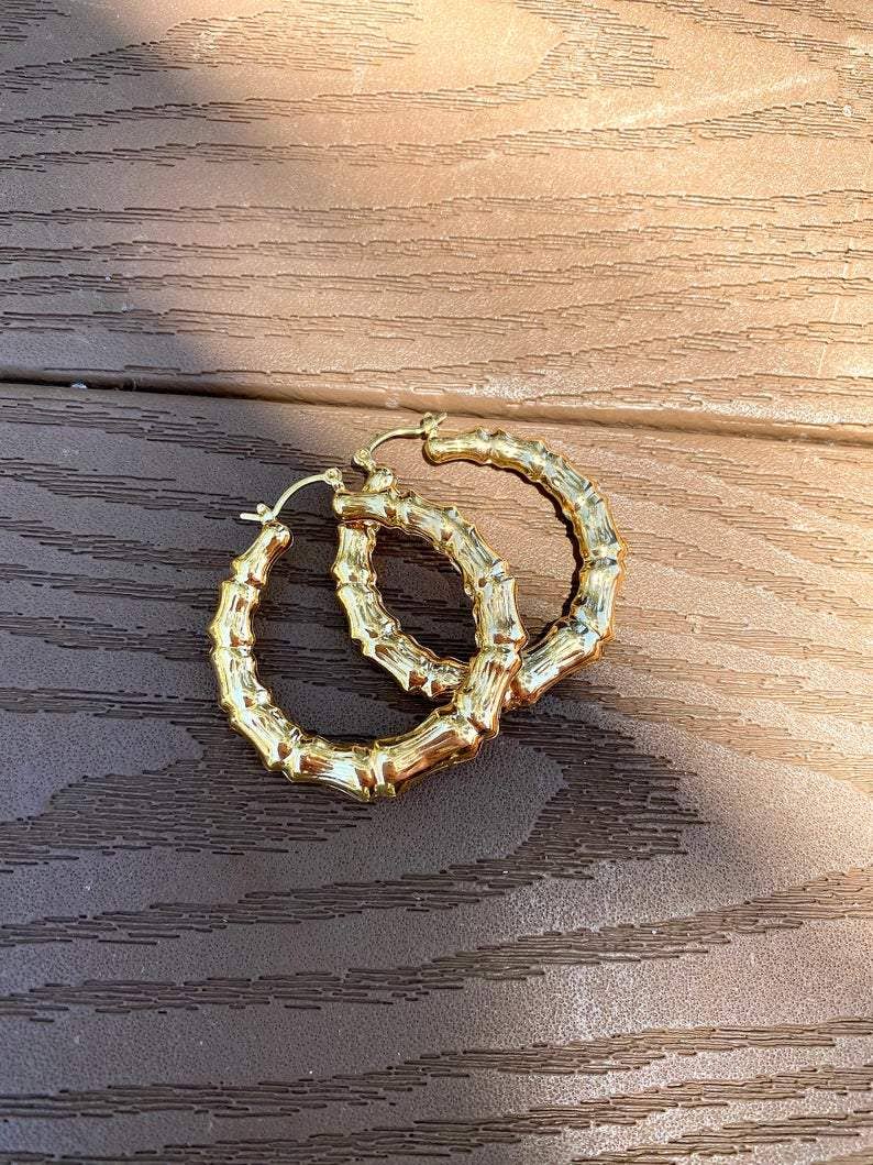 MIA Jewelry – wholesale Hoop earrings – Gold Filled Hoops, Thick Gold Hoop Earrings, Gold Filled Earrings, Gold Hoop Earrings, Gold Filled Bamboo Earrings, Gold Earring Hoop (K44)3