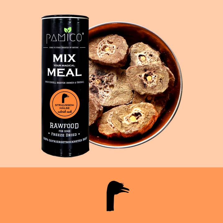 Vriesdroogde struisvogelhalzen - MIX MEAL Droogbarf voor wholesale door PAMICO