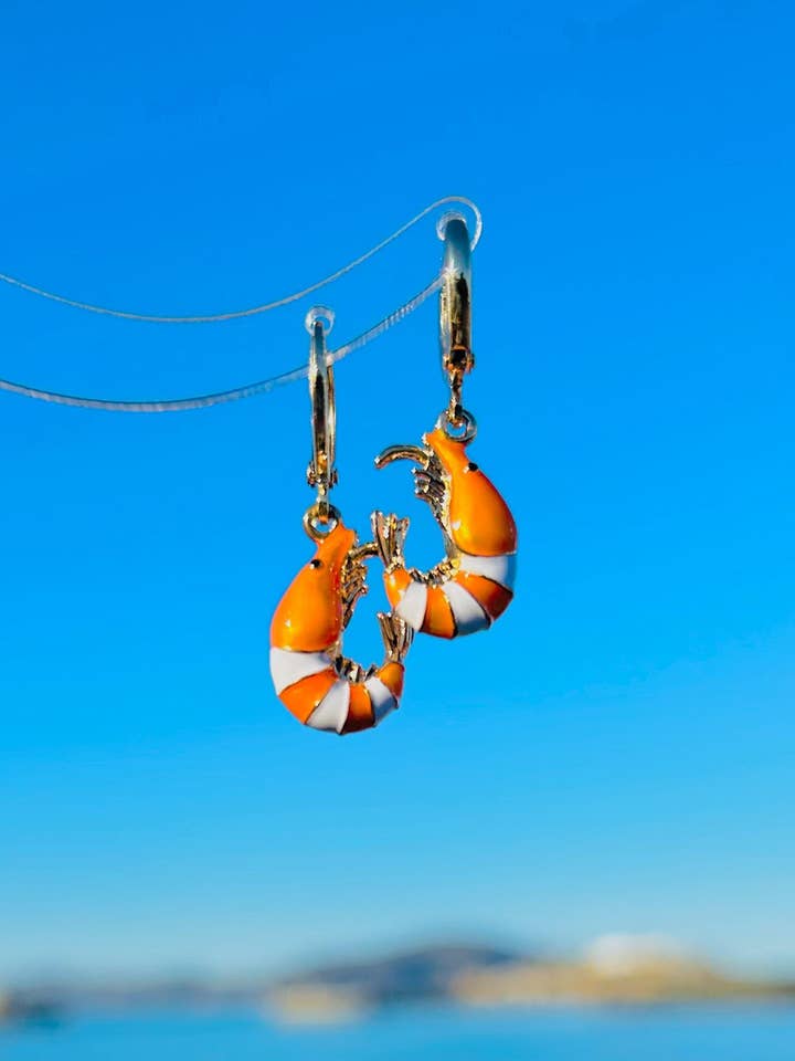 Unique Shrimp Earrings for wholesale by HolyGuacamolly