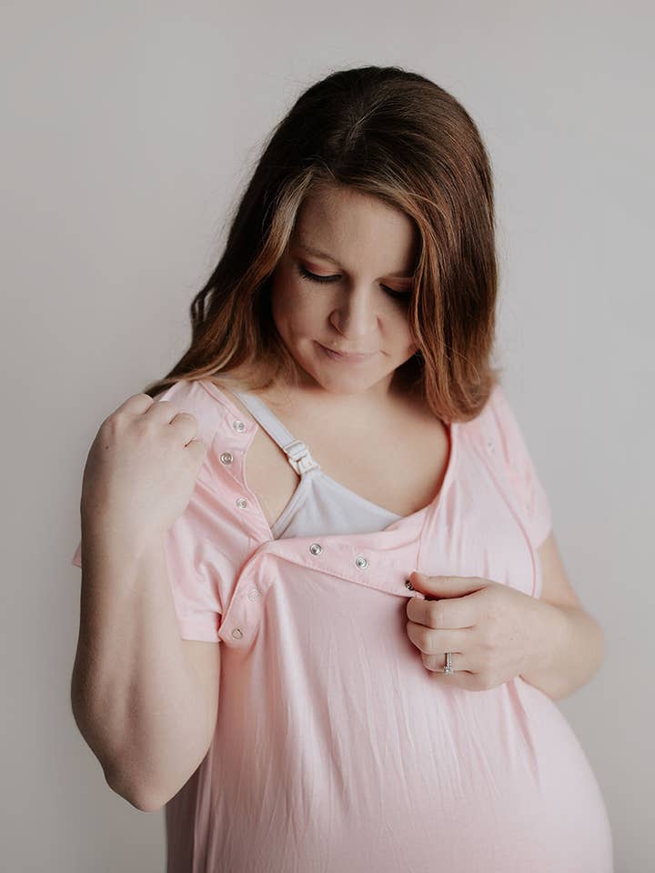 Three Little Tots - Wholesale Dress - Maternity - Light Pink Mommy Labor and Delivery/ Nursing Gown11