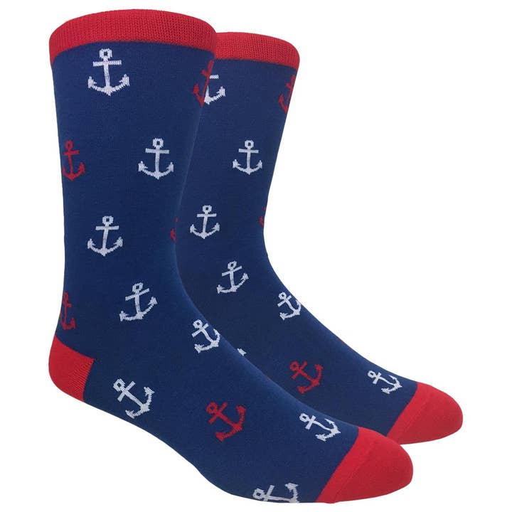 Chaussettes FineFit Fune fantaisie pour homme - Anchor (Marine) pour la vente par Finefit