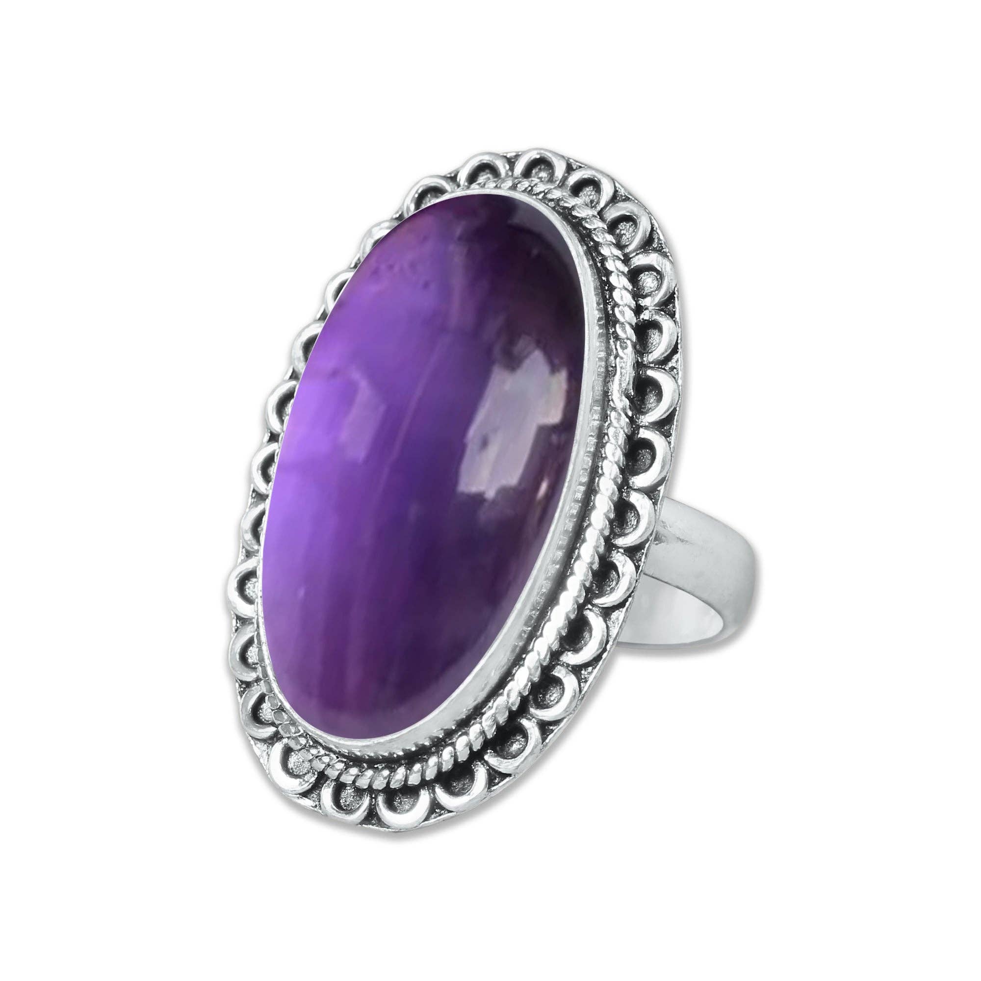 Handmade Jewels - Wholesale Cocktail/Statement Ring - Amethyst Rings for Women – Silver-Plated, Handmade, Deep Purple (US Sizes 6–10, Non-Adjustable)26