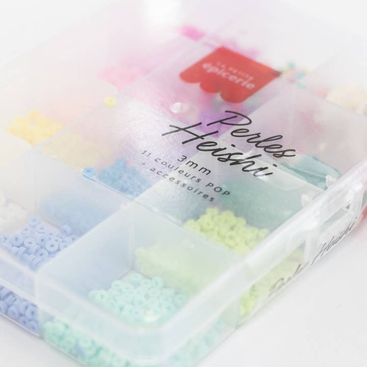 La Petite Épicerie - Wholesale Beads - Box of 11 POP colors of 3mm Heishi beads + accessories4