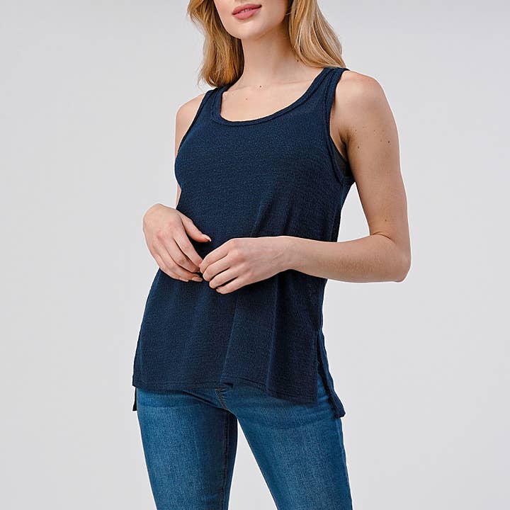 Heimious - Vendita all'ingrosso Canotta - Donna - Canotta Slub Texture con spacchi laterali, T46731