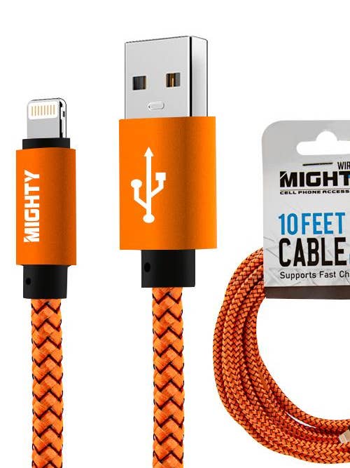 Lightning 10FT Super Cable Wholesale Orange for wholesale by Mighty Wireless