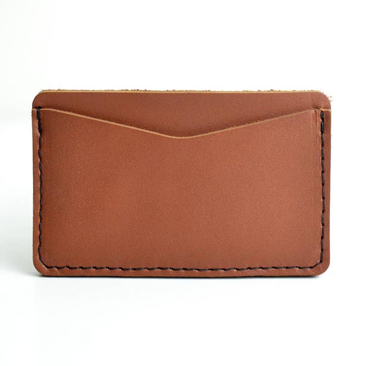 Porte-cartes double face - Cuir marron pour la vente par Moss Bags