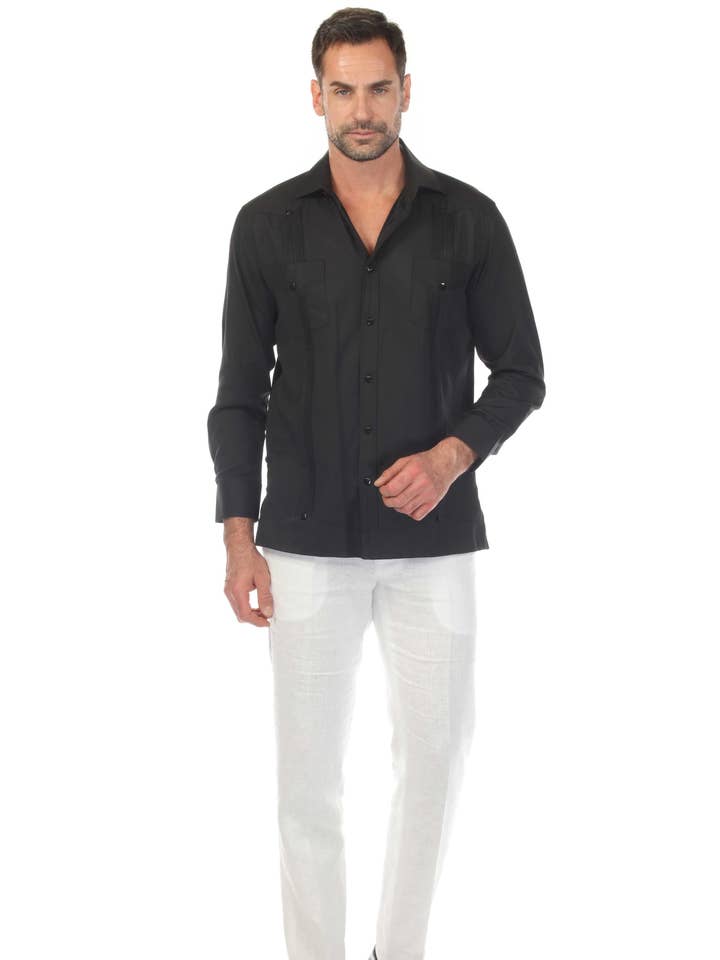 Herre Guayabera med To Lommer, Struktur & Fine Firkantede Knapper for engroshandel hos MOJITO COLLECTION