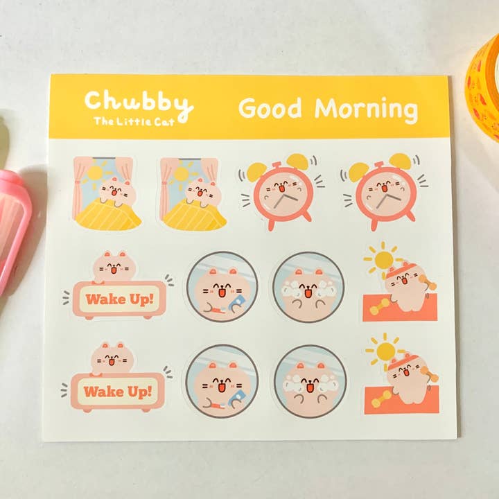 Chubbythelittlecat - Wholesale Sticker - Good Morning Chubby Sticker Sheet