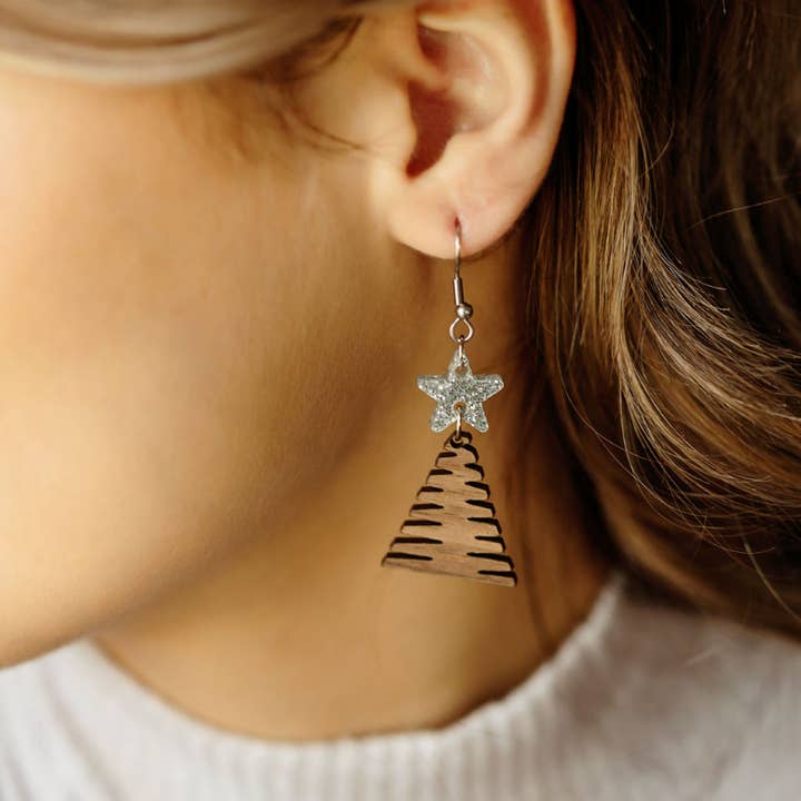 TLD Designs - Wholesale Dangle Earrings - Wooden Christmas Trees