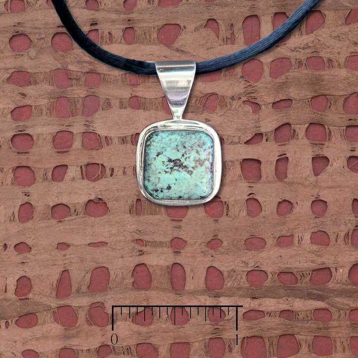 African turquoise rectangular sterling silver pendant for wholesale by Tidepool