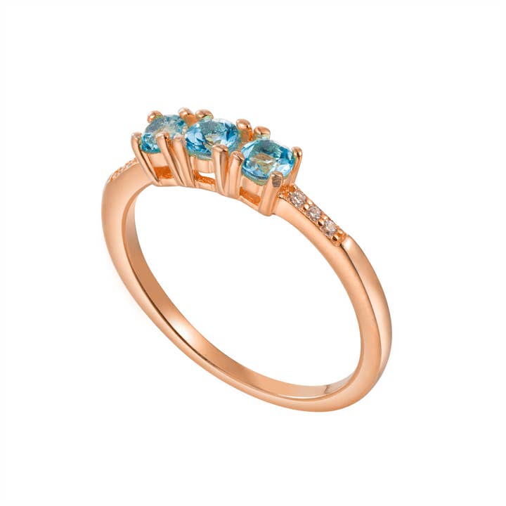 3-Stone Ring with London Blue Topaz for wholesale by Heilo Jewelry