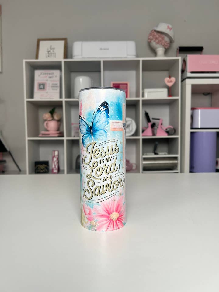 Tro 20oz tumbler, Jesus slukker, Frelser 20oz specialfremstillet tumbler for engroshandel hos Selena Marie LLC