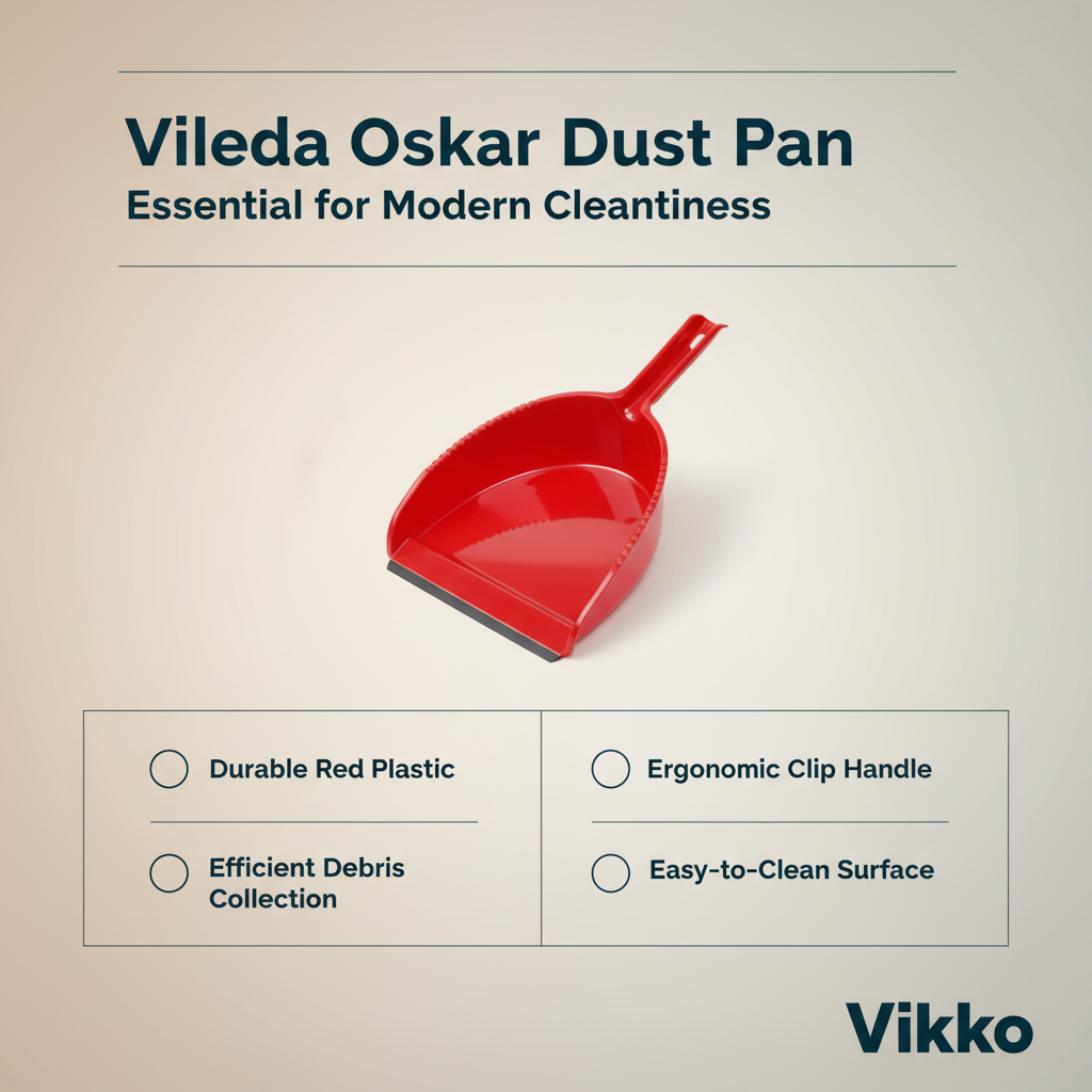 Kadra Kitchenware – Escova de pó e espanador por atacado – Vileda - Vassoura Oskar, Pá de Lixo com Clip, Vermelho3