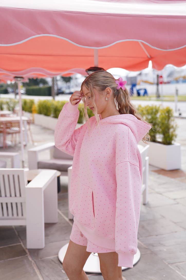 Sunkissed Coconut - Wholesale Hoodie - Women's - Light Pink Polka Dot Hoodie 100% Cotton11