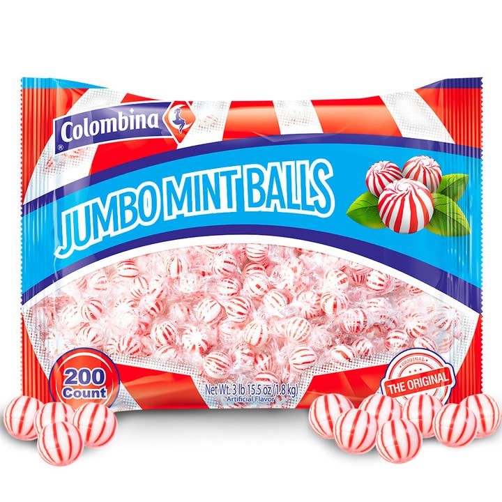 Colombina Jumbo Peppermint Balls Wrapped 200 ct for wholesale by Long Island Candy Factory