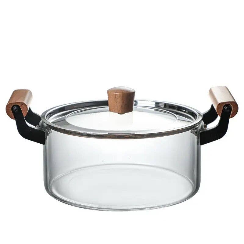 STP - Wholesale Cooking Pot - Heat-Resistant Glass Cooking Pot w/ Wooden Handles0
