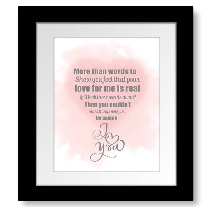 More Than Words by Extreme - Wedding Pop Love Song Lyrics Art Wall Print for wholesale by Song Lyrics Art