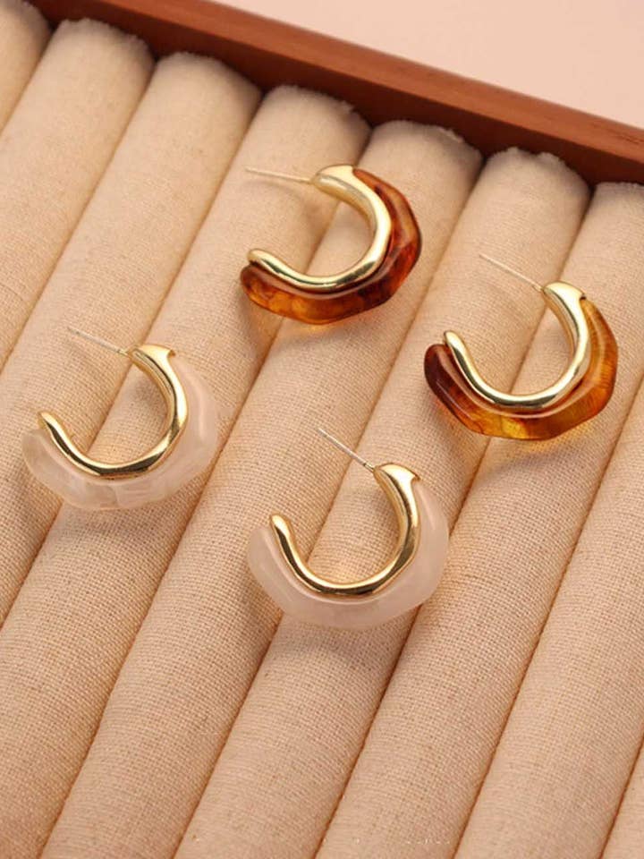 Simple Geometric Resin Open Hoop Earrings DP25E705 for wholesale by Dipped Shop