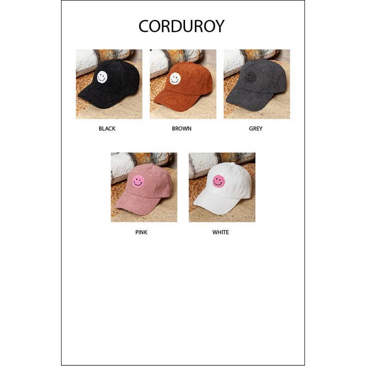 JOSSLYN by wall to wall - Wholesale Baseball Cap - Women's - WASHED SHERPA HAPPY FACE BASEBALL CAP 40HW70321