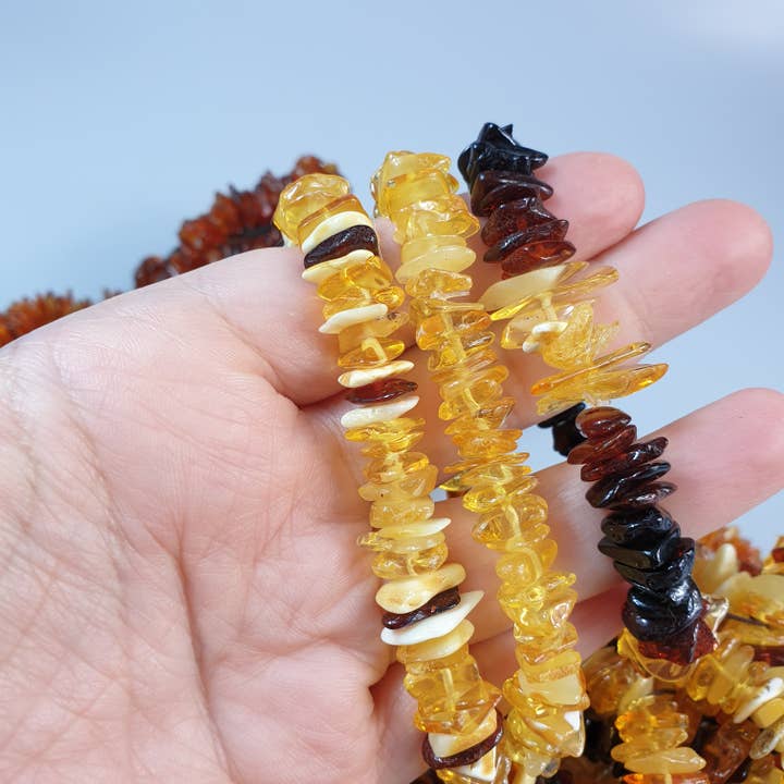 AmberLithuania - Wholesale Beaded Bracelet - Amber bracelet Adult Rough gemstone beaded bracelets raw