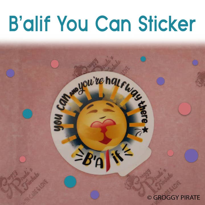 B'alif You Can & You're Half Way There Urdu Sticker for wholesale by Groggy Pirate