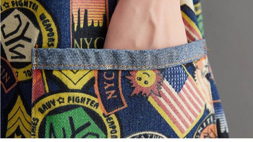 Blå Sommerprintede jeansshorts med stropper til kvinder for engroshandel på Faire9