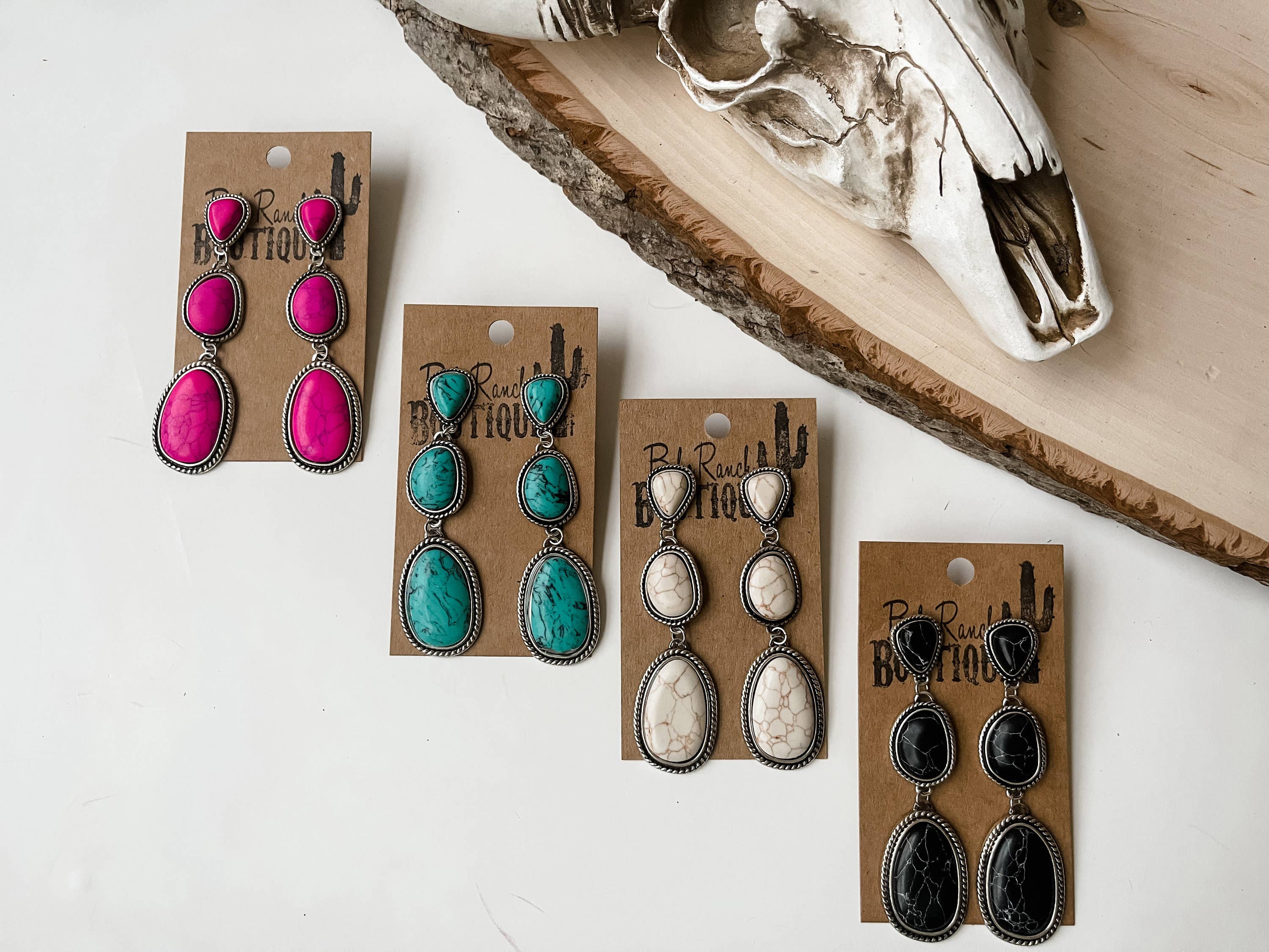 Boho Ranch Shop - Vendita all'ingrosso Orecchini pendenti - Orecchini a goccia in metallo occidentale a 3 livelli1