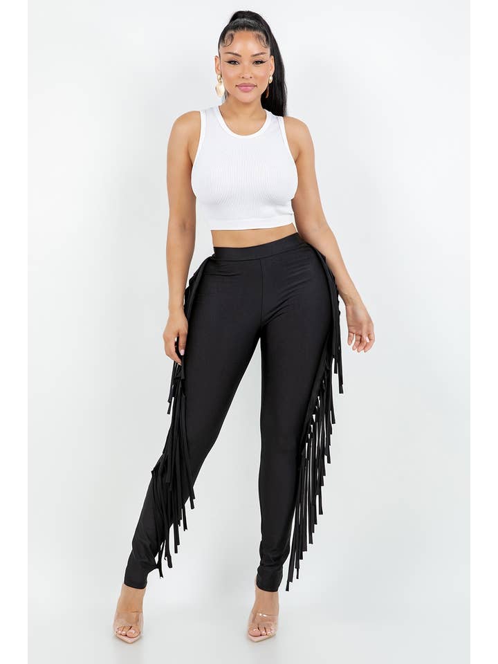 Uptown Apparel - Wholesale Pants - Women's - B11375 ICE SCUBA PANTS WITH SIDE FRINGE4