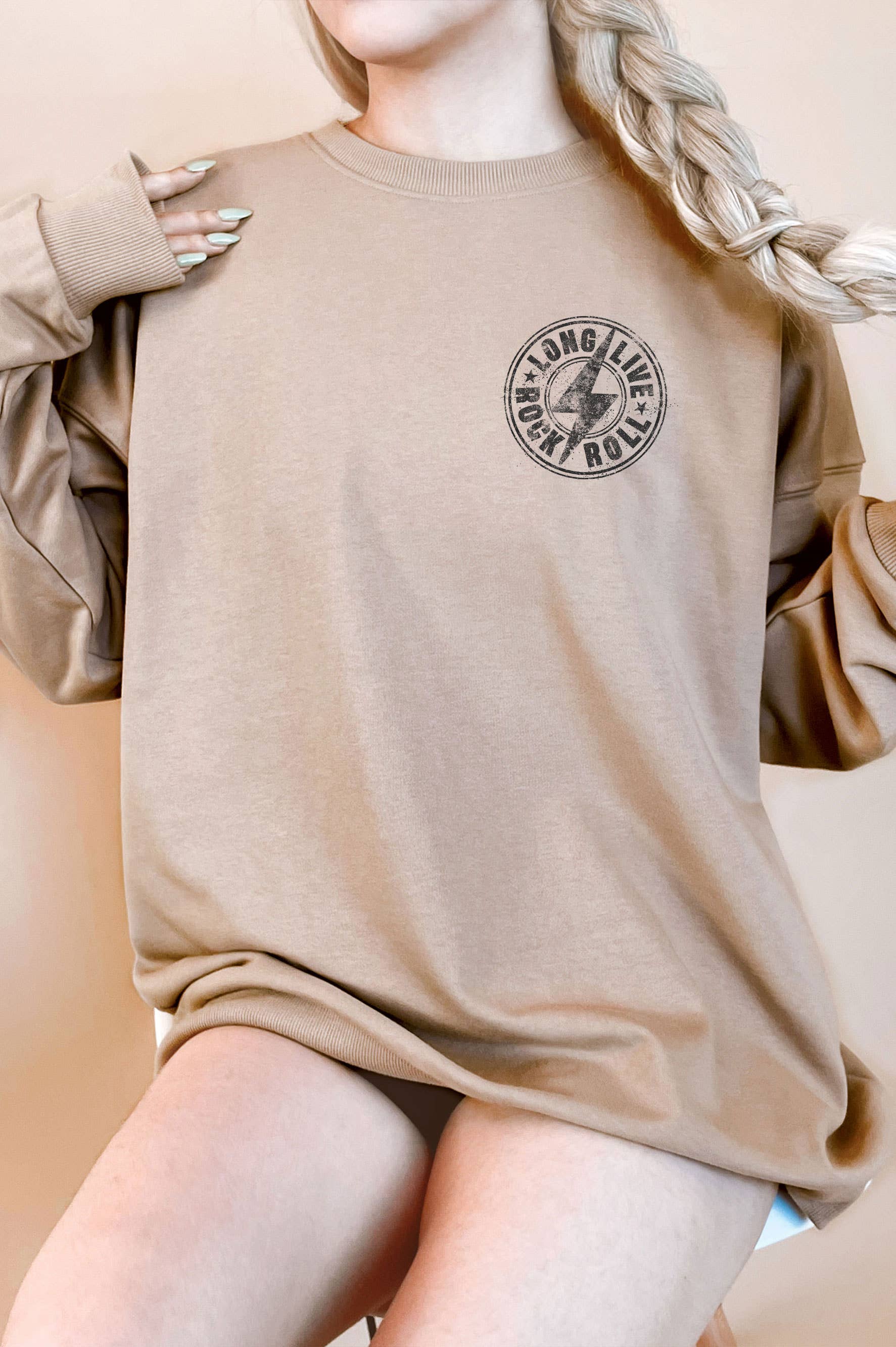 Rustee Clothing - Wholesale Graphic Sweatshirt - Women's - ROCK AND ROLL OVERSIZE GRAPHIC TERRY SWEATSHIRTS3