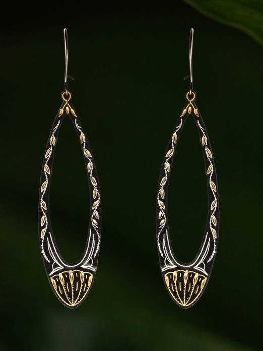 Earrings Damascene Handmade With Gold And Silver for wholesale by Togashi Damasquinos