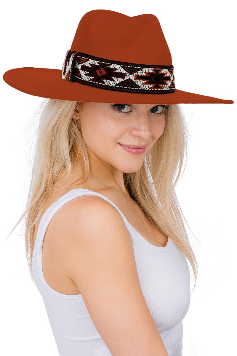 Cap Zone – Fedora - Mulher por atacado – Chapéu Rancher de Feltro Largo Navajo Rust Baja3