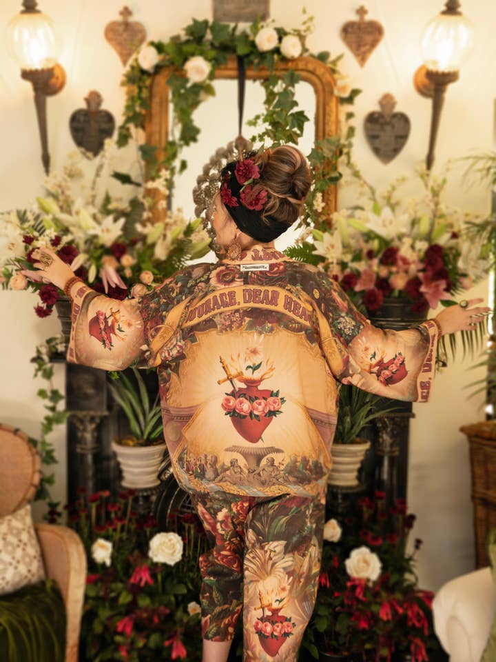 Market of Stars - Wholesale Kimono - Women's - Courage Dear Heart Pixie Duster Crop Kimono w/ Sacred Heart