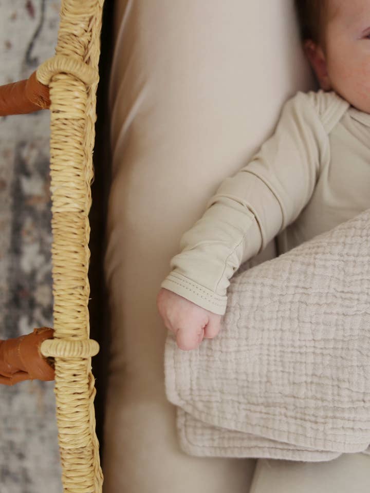 Marlowe & Co - Wholesale Security/Cuddle Blanket - Baby - Natural Sand Organic Cotton Muslin Lovey Blanket4
