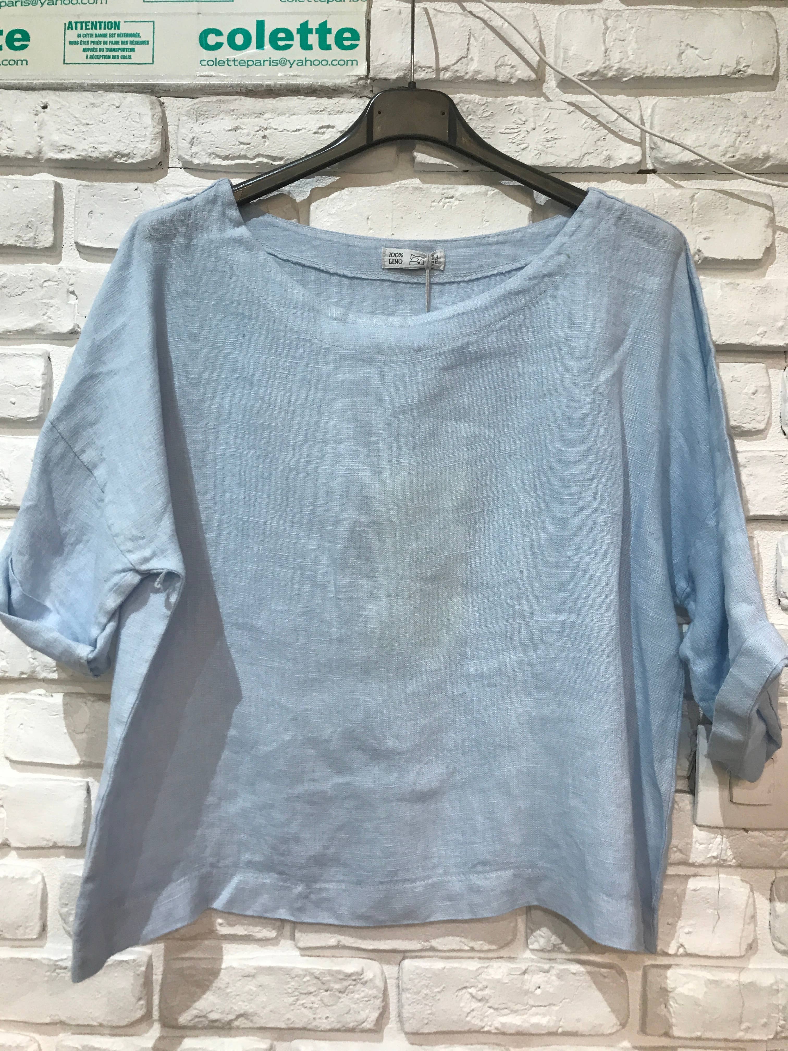 la maison des fibres naturelles - Wholesale Blouse - Women's - Round neck linen top 659005 100% linen41