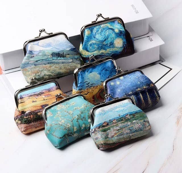 Magnifique Hearts - Wholesale Coin Purse - Women's - Van Gogh Art Canvas Coin Purses with Kiss Lock Closure8