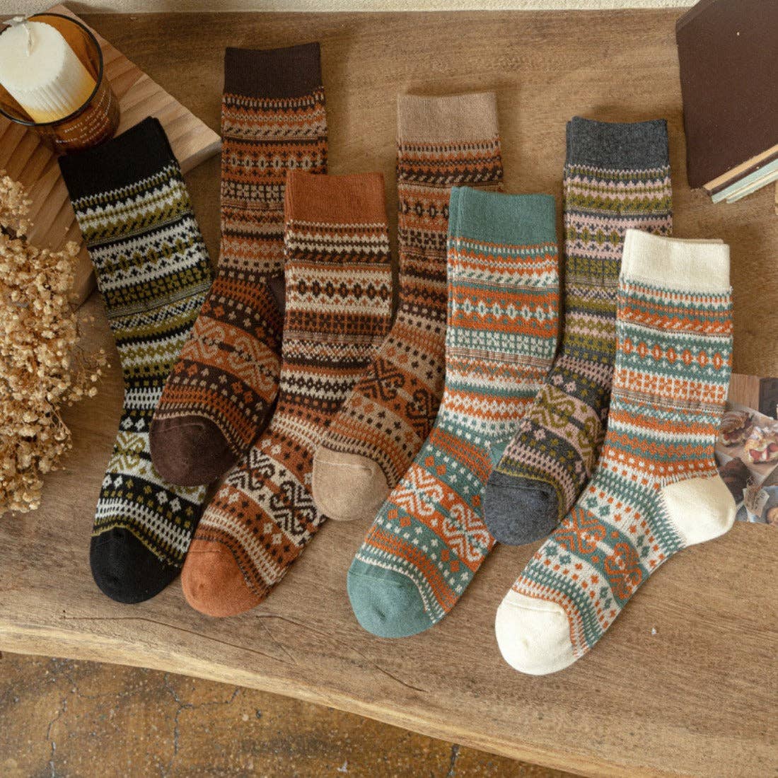 Funkyrel® Atzbranding Limited - Vente Chaussettes – femme - Chaussettes d'automne-hiver à motif géométrique8