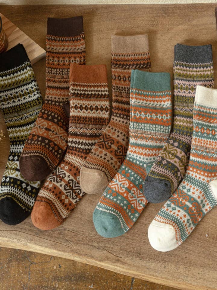 Funkyrel® Atzbranding Limited - Vente Chaussettes – femme - Chaussettes d'automne-hiver à motif géométrique8