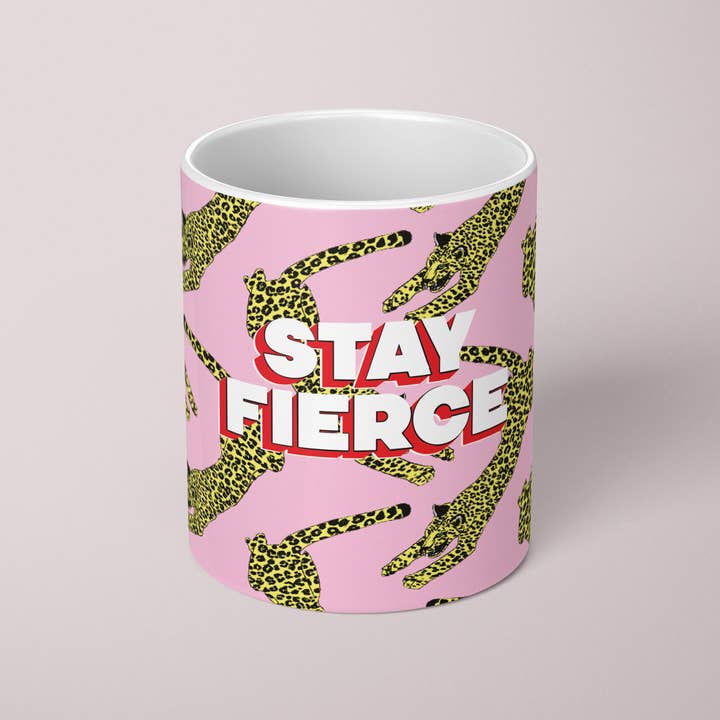 Fawn & Thistle Ltd – Großhandel Kaffeebecher – Tasse Stay Fierce Leopard | Kaffeebecher | Motivationstasse