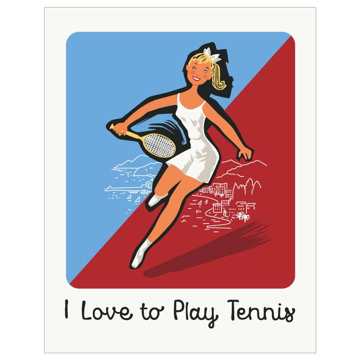 5'' x 7'' I Love to Play Tennis Vintage Style Tennis Greeting Card for wholesale by Fridgedoor