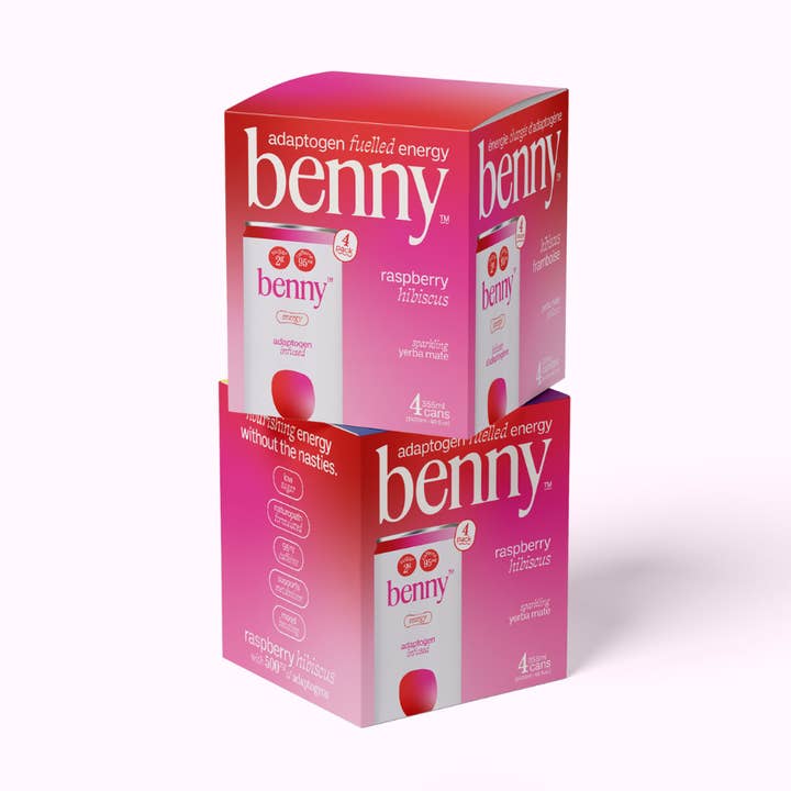 Benny - Wholesale Non-Alcoholic Aperitif/Mocktail - 4-Pack Raspberry Hibiscus Yerba Mate Energy Drink