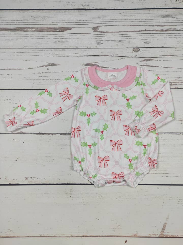 Pink Baby Girls Christmas Bubble for wholesale by sassy kids palace