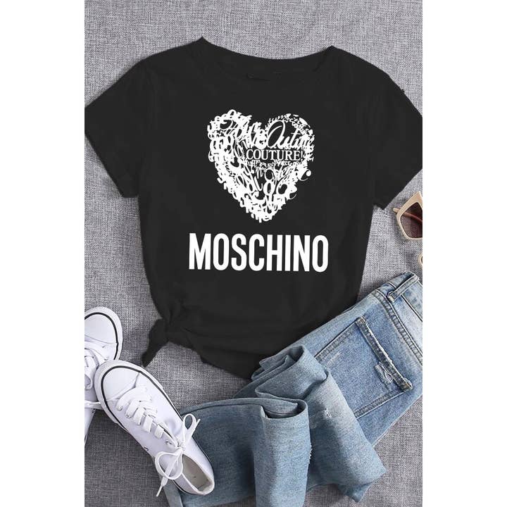 Nobrand - Wholesale Screen Printed T-Shirt - Women's - MOSCHINO GRAPHIC WOMEN TEE