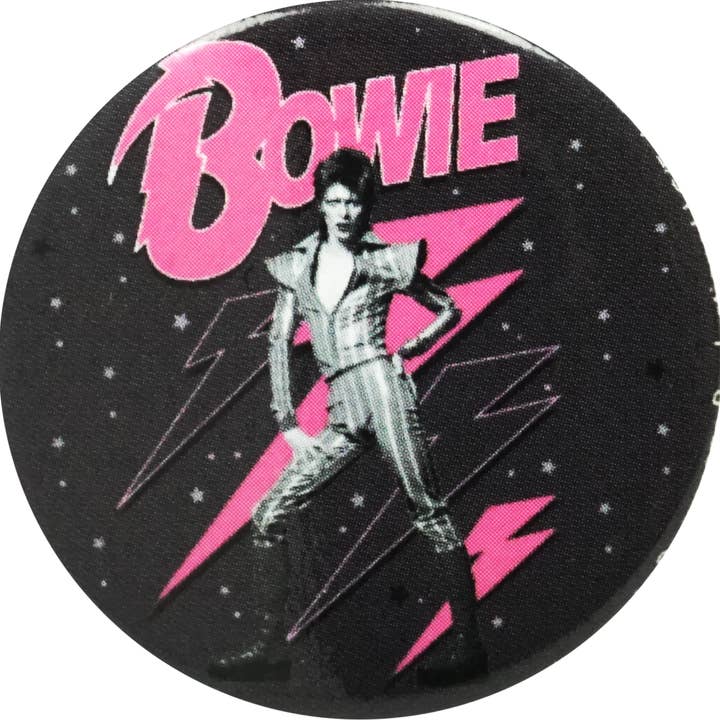 Square Deal Recordings & Supplies - Wholesale Lapel Pin/Button - Pin-on Button - 1.25" - David Bowie - Pink Lightning - Music