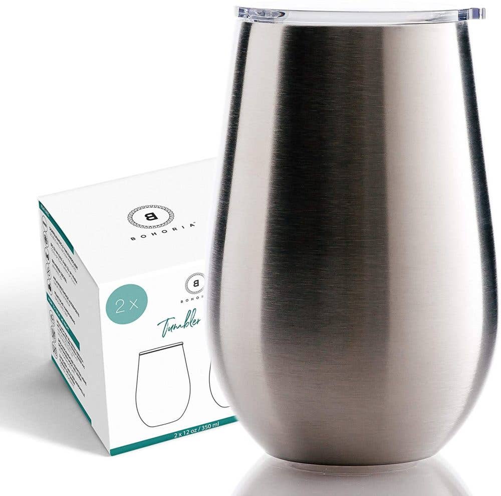 BOHORIA – wholesale Insulated mug/tumbler – 2 x tumbler stainless steel cups, silver steel set.0