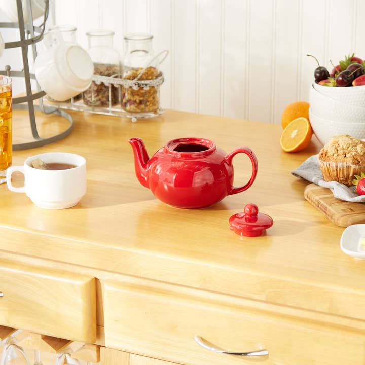 RSVP International - Wholesale Tea Pot - 16Oz Stoneware Teapot - Red