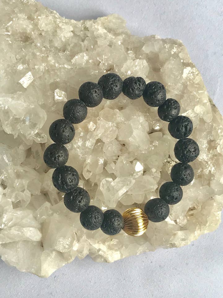 pulsera elástica de lava volcánica para venta al por mayor de Diana Wingert Jewelry