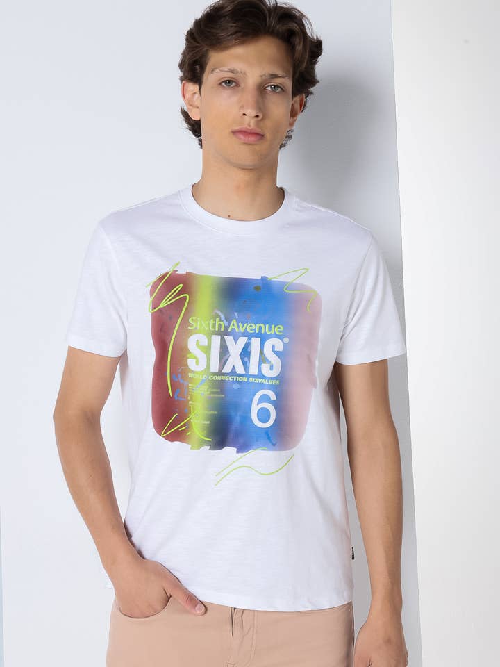 SIX VALVES - T-shirt a maniche corte con stampa sfumata per la vendita all'ingrosso da parte di PAUSANT SHOP ONLINE