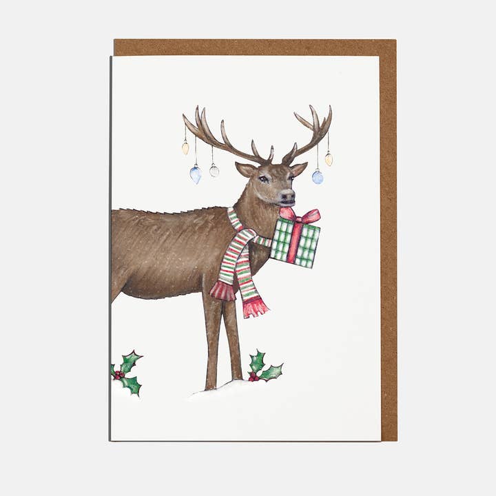 Reindeer Mini Christmas Card - Blank for wholesale by Lottie Murphy