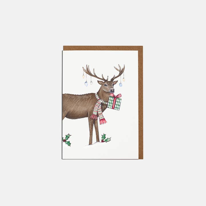 Reindeer Mini Christmas Card - Blank for wholesale by Lottie Murphy